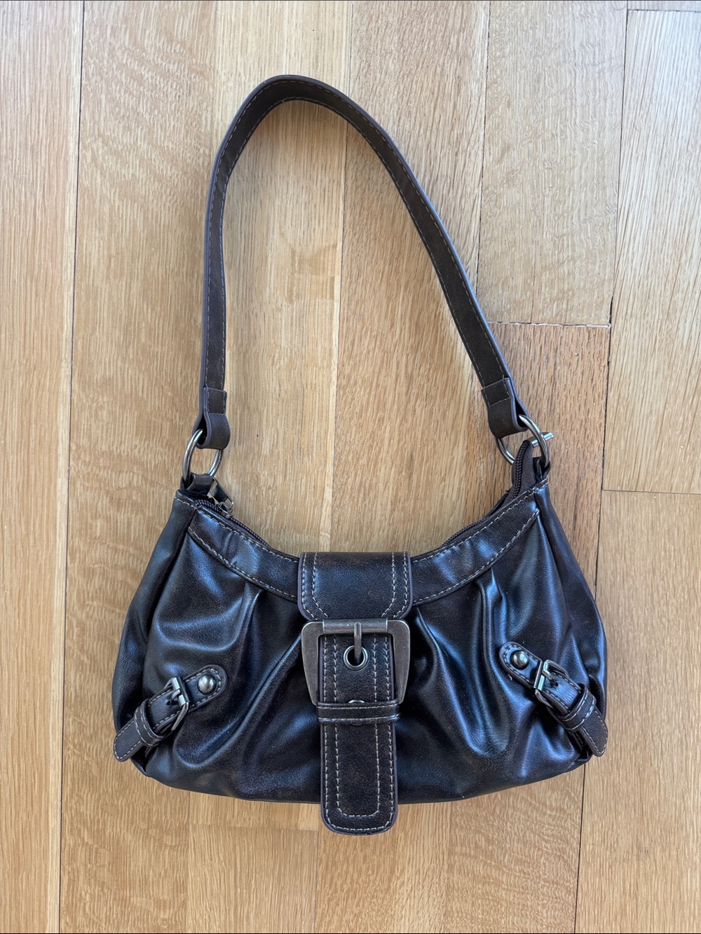 Y2K Shoulder Bag with Buckle Detail - vegan leather